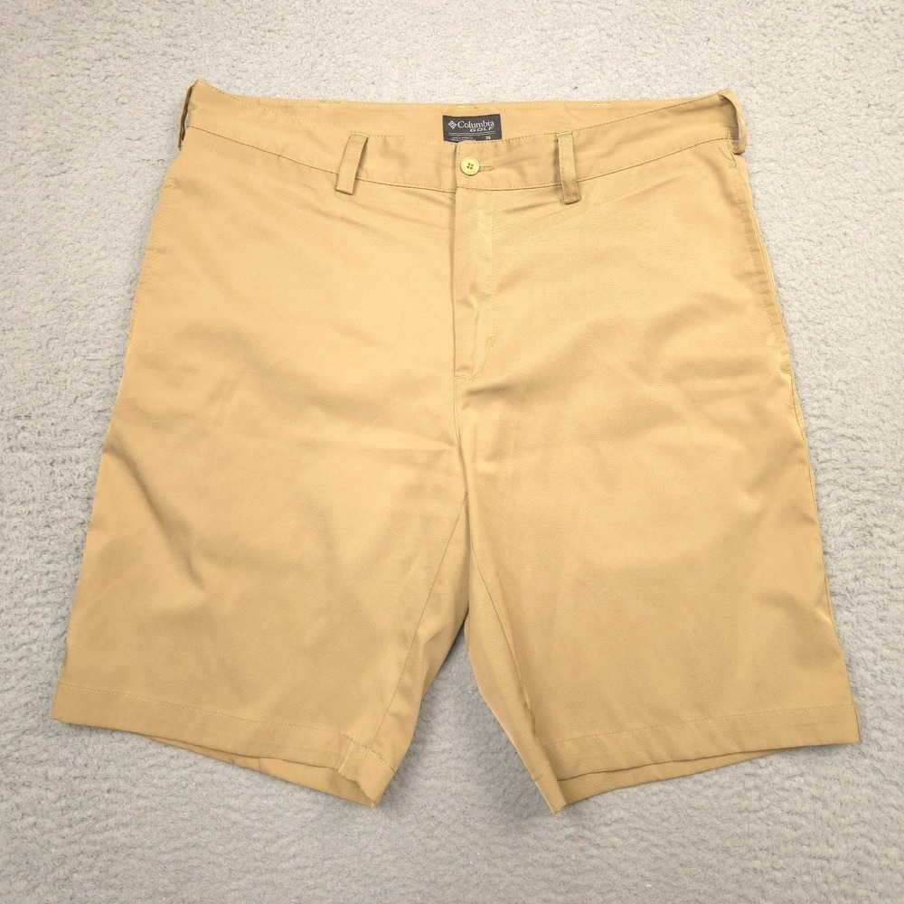 Columbia Golf Stableford Shorts Omni Wick Stretch Mens 36‎ Khaki Penn State Logo